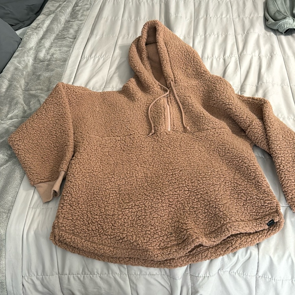 Pink size small oversized fluffy hoodie with side pockets